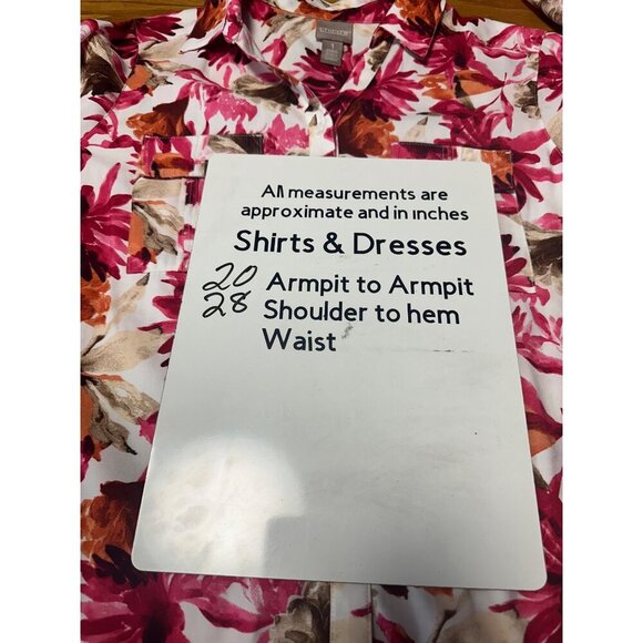 Chico's Womens Pink Floral Collared Button Up Roll Tab Sleeve Size 1 US M - Picture 12 of 13